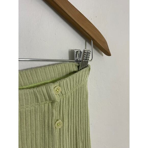 Reformation Skirt S Midi High Rise Ribbed Side Slit Button Sage Green Straight - Picture 5 of 8